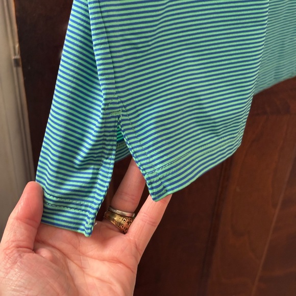 NWT Southern Tide Men's M Meadowbrook Stripe Polo in Parakeet w Pimento Cheese - Picture 11 of 15